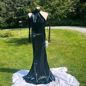 NWT Bottega Veneta Cintzed Scarf-Halter Tassel Gown 677006V25M0, size 42